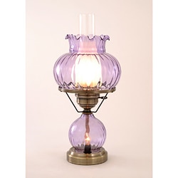 Hurricane With Rhombus Optic Violet Glass Lamp