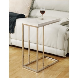 Glossy White/ Chrome Metal Accent Table