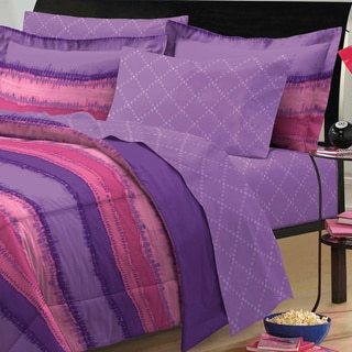 Tie Dye Purple/Pink 7-piece Bed in a Bag with Sheet Set