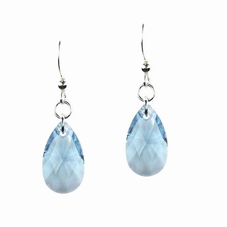 Jewelry by Dawn Sterling Silver Teardrop Aquamarine Crystal Pear Earrings