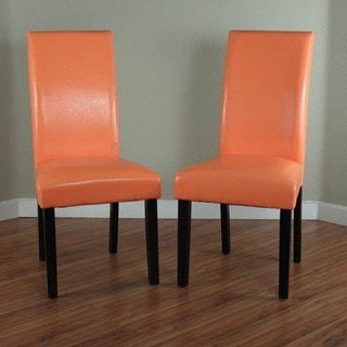 Villa Faux Leather Sunrise Orange Dining Chairs (Set of 2)