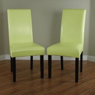 Villa Faux Leather Wax Green Dining Chairs (Set of 2)