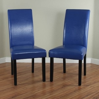 Villa Faux Leather Blue Dining Chairs (Set of 2)
