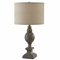 Dinah 29-inch High With Driftwood Finish And Tan Tweed Drum Shade Table Lamp