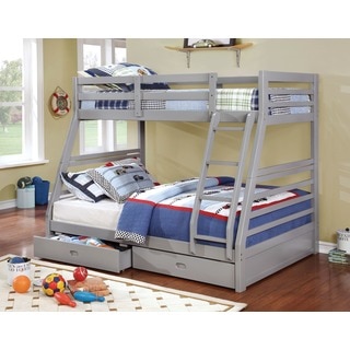 Furniture of America Junior Roomates Twin over Full Bunk Bed with 2-Drawers Set