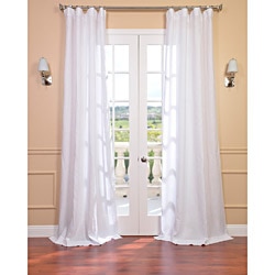 Exclusive Fabrics Signature Purity White French Linen Sheer Curtain Panel