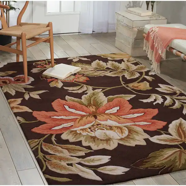 Nourison Fantasy Traditional Floral Hooked Area Rug. Opens flyout.