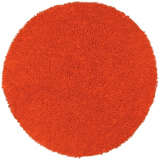 Hand-woven Shagadelic Orange Chenille Rug (5' Round)