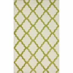 Hand-hooked Alexa Moroccan Trellis Green Wool Rug (5' x 8')