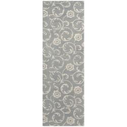 Safavieh Handmade Rose Scrolls Grey New Zealand Wool Rug (2'6 x 10')