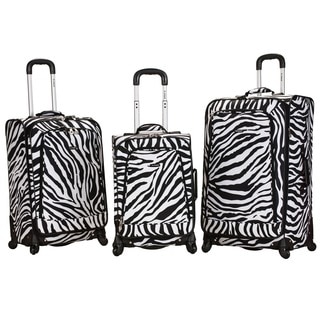 Rockland Deluxe Zebra Three-piece Expandable Spinner Upright Luggage Set