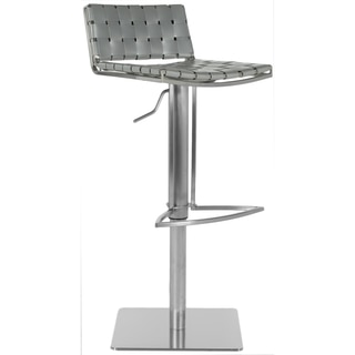 Safavieh Mitchell Grey Leather Seat Stainless-Steel Adjustable 22-31-inch Modern Bar Stool