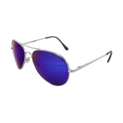 Unisex 30011R-SVRBUGNMR Metal/ Blue Mirror Aviator Sunglasses