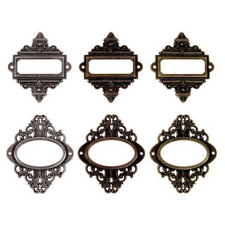 Tim Holtz Idea-Ology Ornate Plates With Long Fasteners-6/Pkg