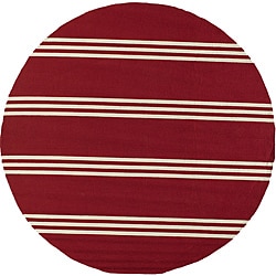 South Beach Indoor/Outdoor Red Stripes Rug (9' x 9' Round)