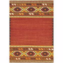 Hand-woven Cordova Red/ Gold Rug (5' x 7'6)