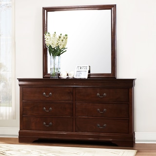 TRIBECCA HOME Milford Louis Phillip Brown Traditional 6-drawer Dresser and Mirror
