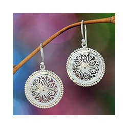 Paradise Bloom Handmade Balinese Vintage Women's Fashion Accessory Sterling Silver Floral Dangle Jewelry Earrings (Indonesia)