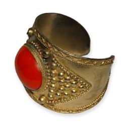 Handmade Faux Coral and Brass Cuff (India)