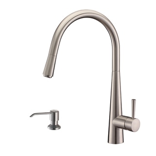 Ruvati RVF1221K1BN Brushed Nickel Pullout Spray Kitchen Faucet with Soap Dispenser