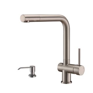 Ruvati RVF1235K1BN Brushed Nickel Single Handle Kitchen Faucet with Soap Dispenser