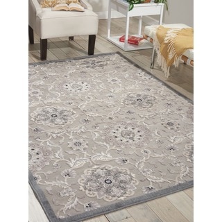 Nourison Graphic Illusions Grey Modern Traditional Rug (5'3 x 7'5)