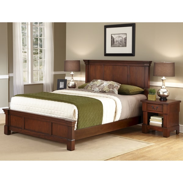 The Aspen Collection Rustic Cherry Queen Bed & Night Stand by Home Styles