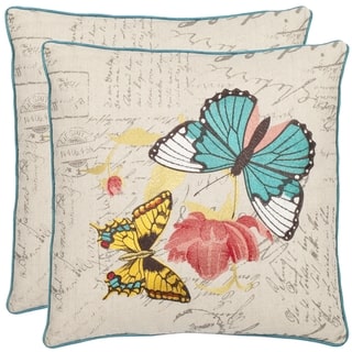 Safavieh Butterflies 18-inch Cream Decorative Pillows (Set of 2)