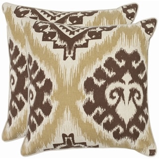 Safavieh Damask 18-inch Beige/ Almond Brown Decorative Pillows (Set of 2)
