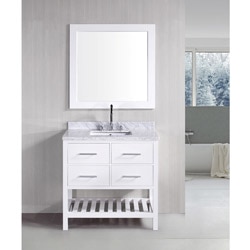 Design Element London Pearl White Solid wood 36-inch Transitional Bathroom Vanity Set