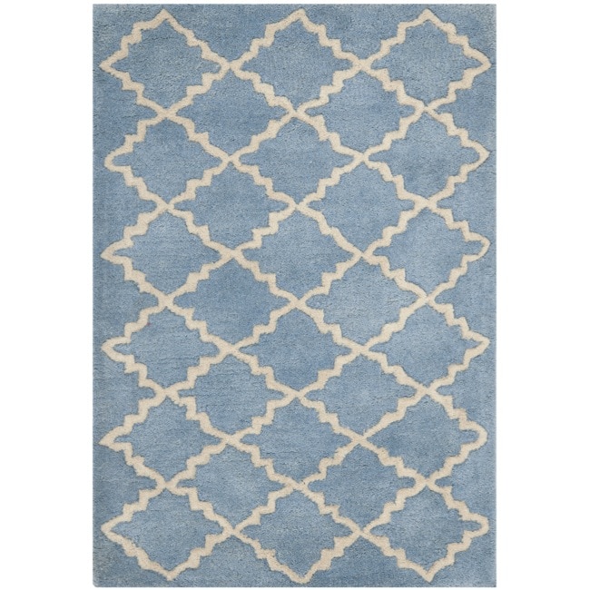 Safavieh Handmade Moroccan Chatham Blue Grey Wool Rug (3' x 5')