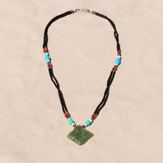 Handmade Tribal Beaded Diamond Pendant Necklace (Afghanistan)