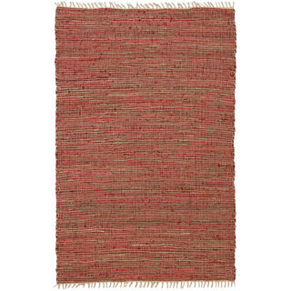 Hand-woven Matador Copper Leather/ Hemp Rug (2'6 x 4'2)