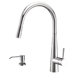 Ruvati RVF1221K1CH Pullout Spray Kitchen Faucet with Soap Dispenser - Polished Chrome