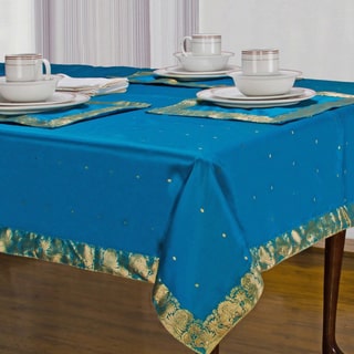 Handmade Island Blue Sari Table Cloth (India)