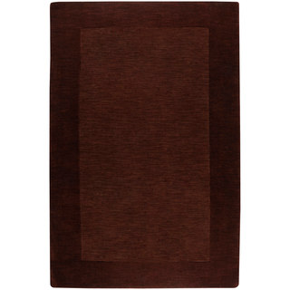 Hand-crafted Solid Brown Tone-On-Tone Bordered Hampstead Wool Rug (2' x 3')