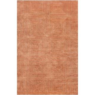 Hand-knotted Hemphill Orange Geometric Wool Rug (2' x 3')