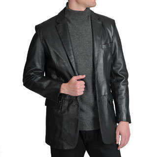 Excelled Men's Lamb Leather 2-Button Blazer