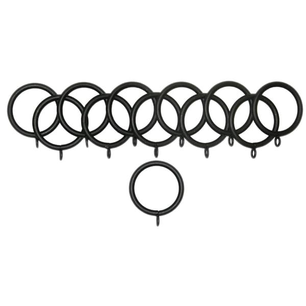 Matte Black Fixed Grommet 12-piece Metal Curtain Ring Set