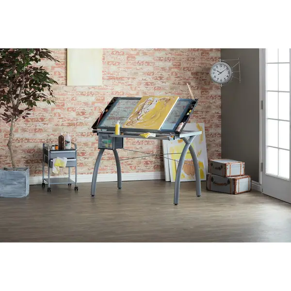 Studio Designs Futura Glass Drafting and Hobby Craft Station Table