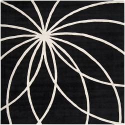 Hand-tufted Contemporary Black/White Mayflower Wool Abstract Rug (9'9 Square)