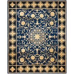 Asian Hand-knotted Majesty Royal Blue Wool Rug (8' Round)
