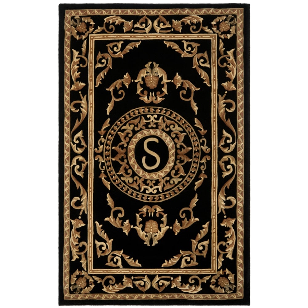 Safavieh Handmade Monogram S Black New Zealand Wool Rug
