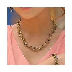 Handmade Multi-gemstone 'Bright Passion' Pearl Necklace (3.5-4 mm) (Thailand)