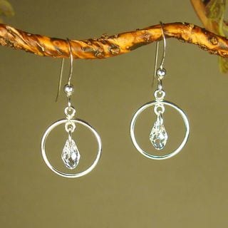 Jewelry by Dawn Small Hoops With Crystal Moonlight Sterling Silver Earrings