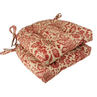 Pillow Perfect Red/ Tan Damask Reversible Chair Pad (Set of 2)