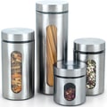 Cook N Home 4-piece Glass Canister with Stainless Window Set