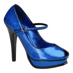 Women's Pin Up Pleasure 02G Blue Pearlized Glitter Patent Leather