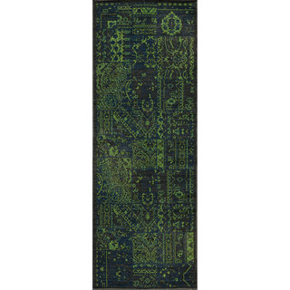 Vintage Boaz Green New Zealand Wool Rug (1'8" x 2'8")