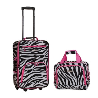 Rockland Deluxe Pink Zebra 2-piece Lightweight Expandable Carry-on Luggage Set